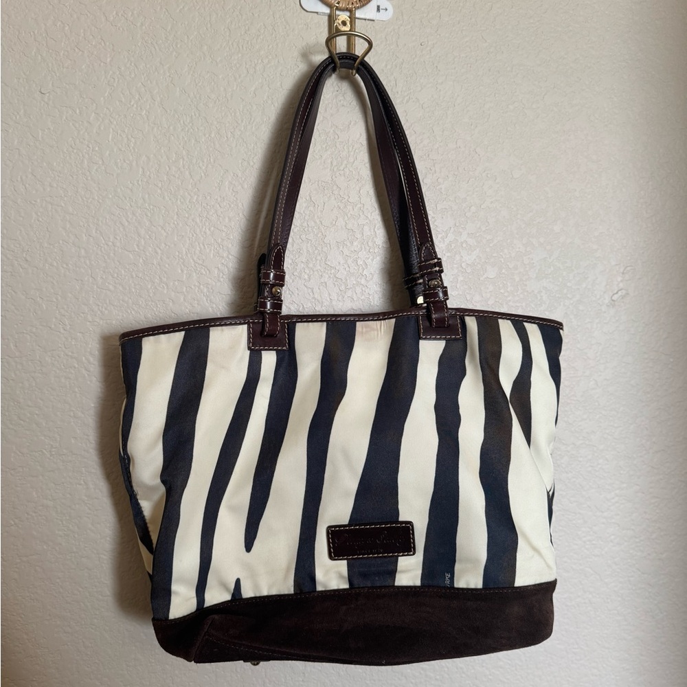 Dooney & Bourke North South Lee Tote Zebra Suede Shoulder Bag